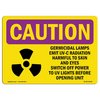 Signmission OSHA RADIATION Sign, Germicidal Lamps Emit UV-C Radiation, 14in X 10in, 14" W, 10" H, Landscape OS-CR-D-1014-L-10138